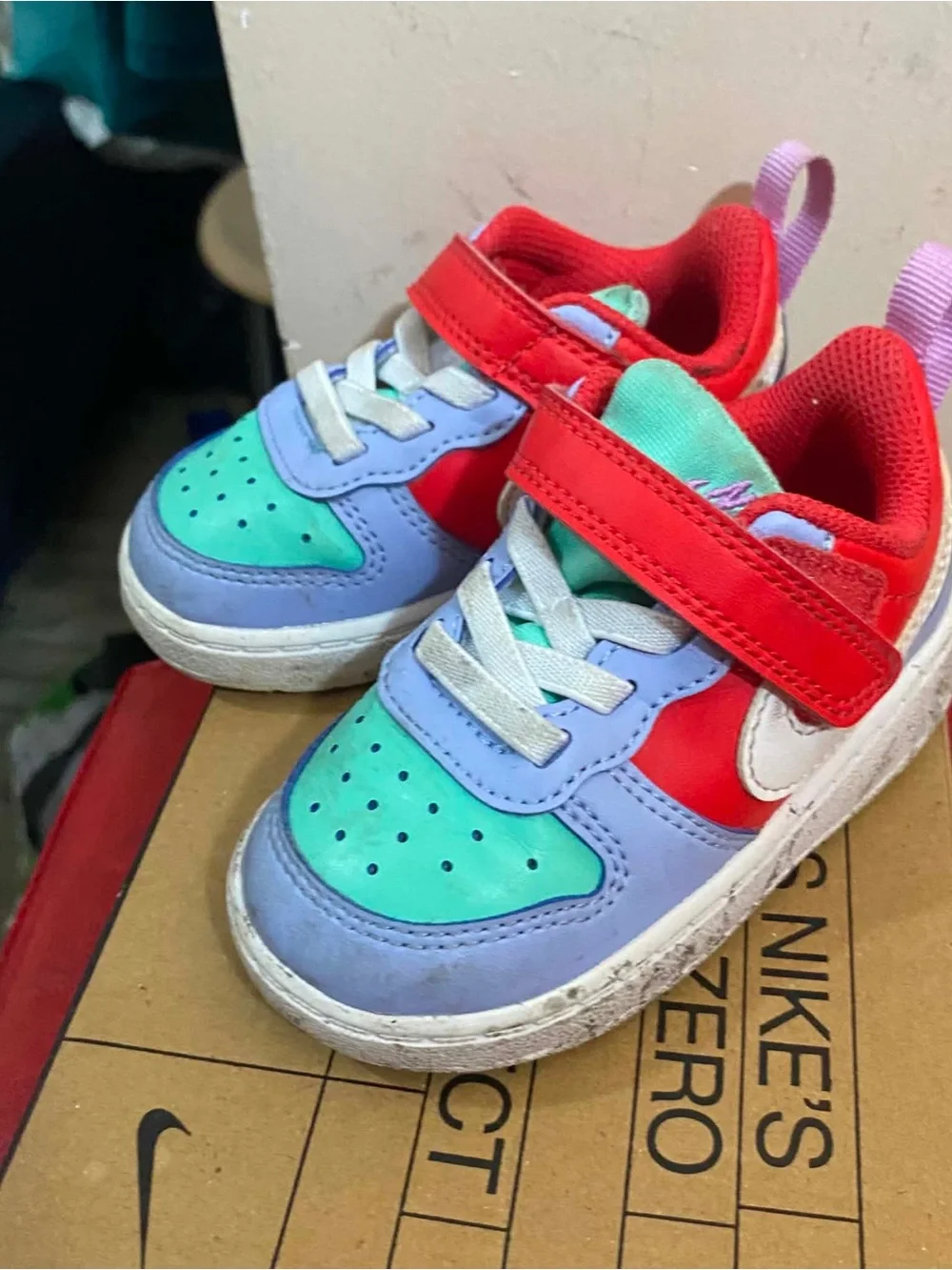 Nike Kids Red and White Velcro Sneakers